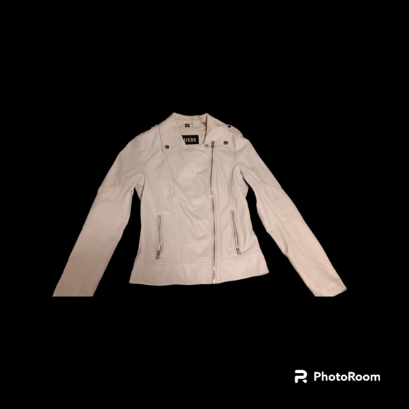Guess Women's Faux Leather Jacket in Cream - Picture 1 of 4
